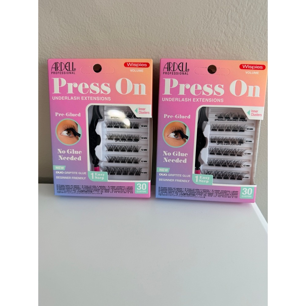 Ardell Press On Underlash Extensions Women 2pk Black Wispies Volume NWT